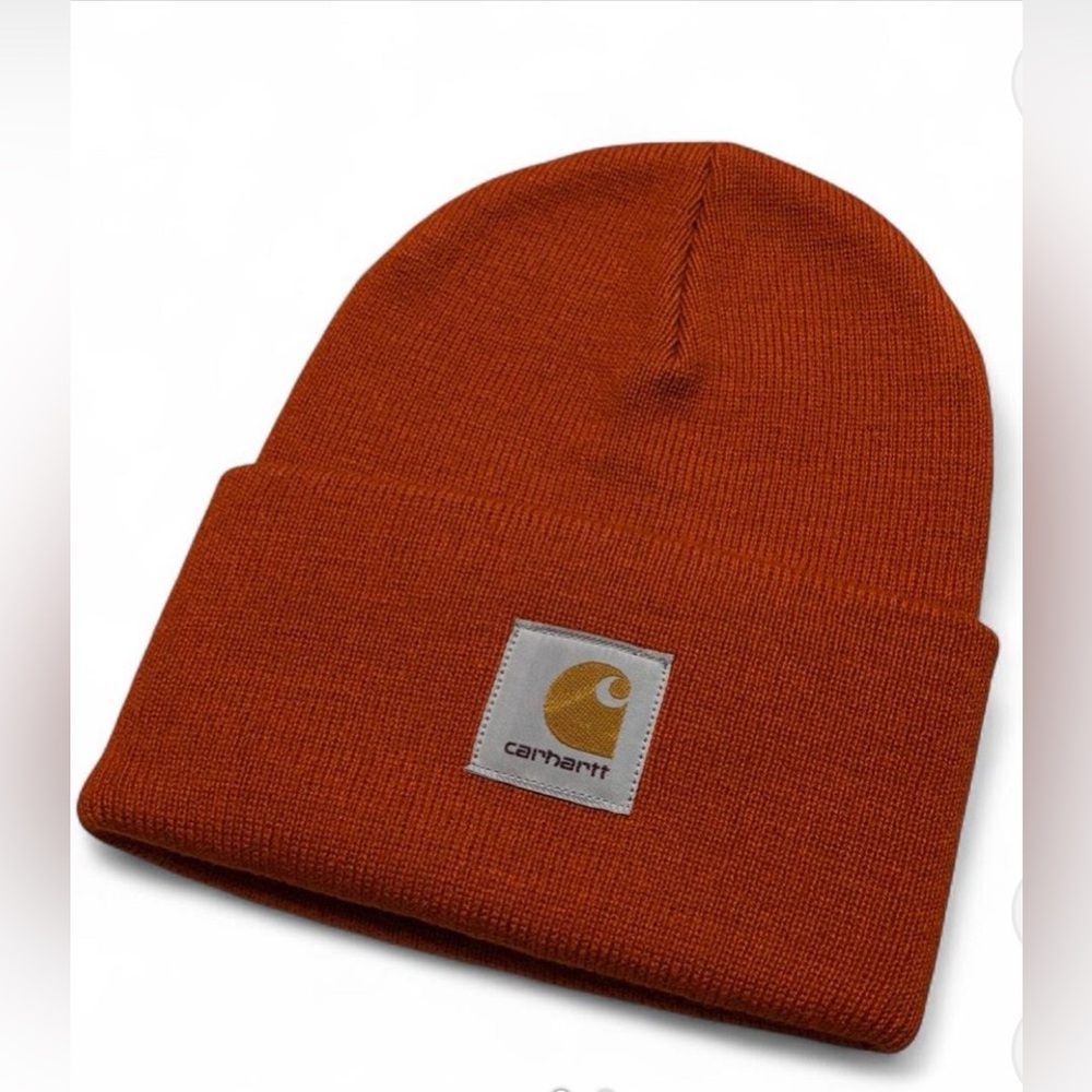 Carhartt Fold-Over Beanie in Rust Brick Red